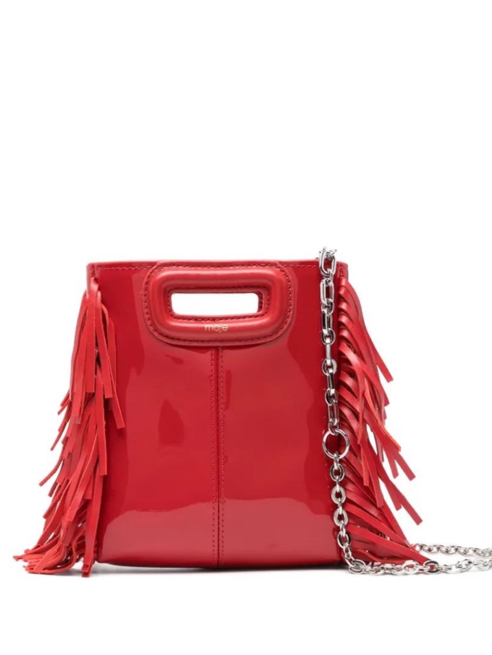 MAJE Red Fringe Patent Crossbody MINI Tote